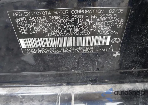 2008 Lexus Gs 350 z USA, uszkodzony, nr VIN JTHCE96S680017200